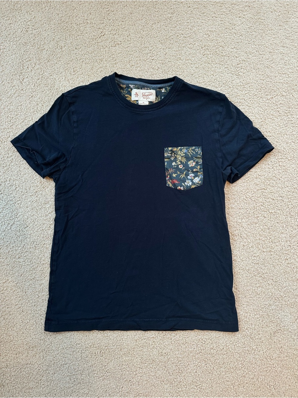 Original Penguin Navy Floral Pocket Crew Neck Men’s Shirt
